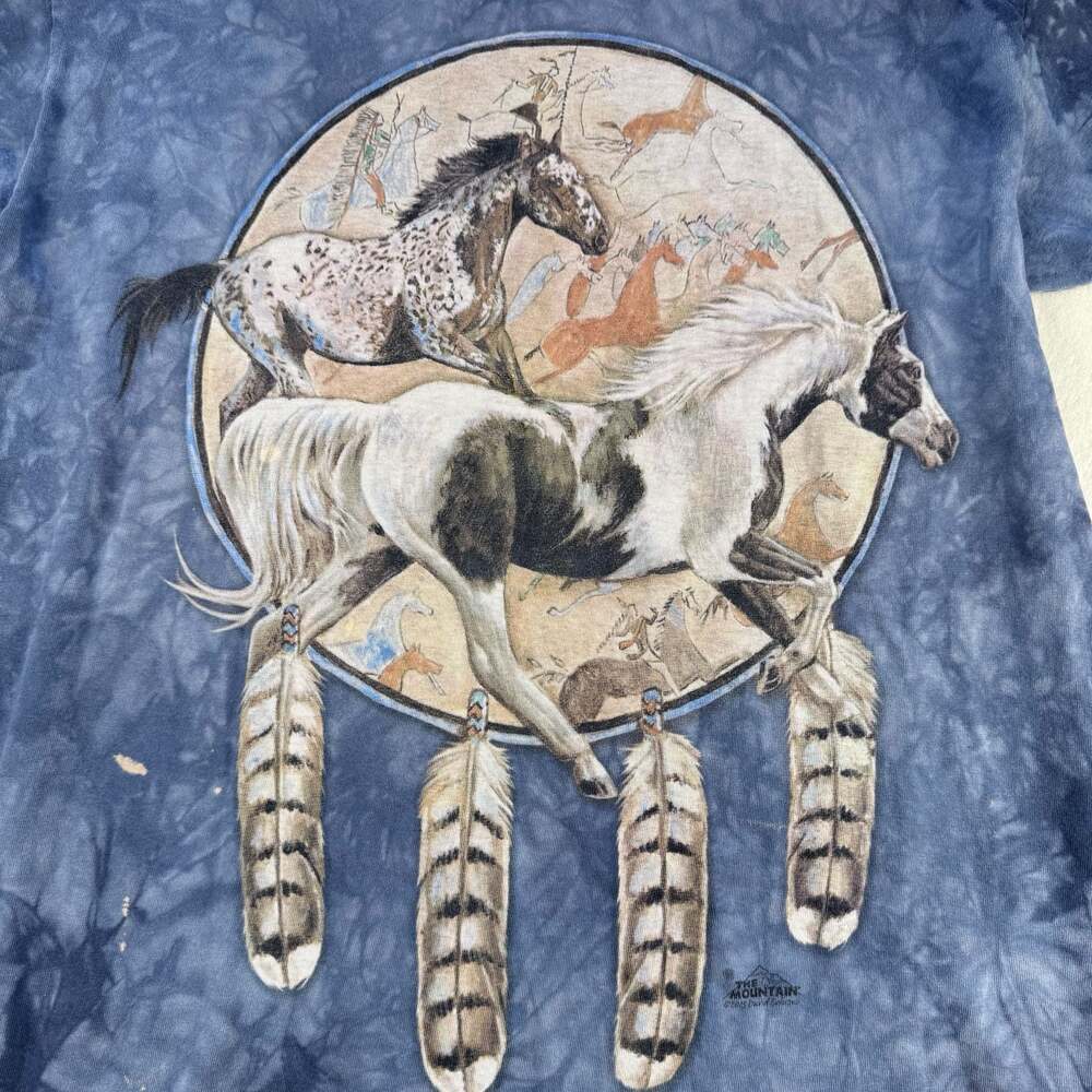 2000s Y2K 2013 The Mountain Native American DreamCatcher Tie-Dye T-shirt XL - Picture 3 of 8
